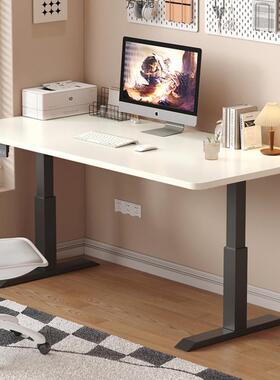 实木电KKM动降升桌站立电式脑桌简约家用办公可降书桌升智能升降