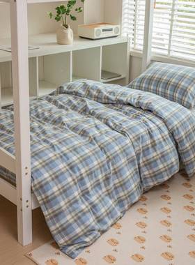 全棉色织水洗棉套件学床棉单床笠生宿舍上下铺纯81814被款罩三件套