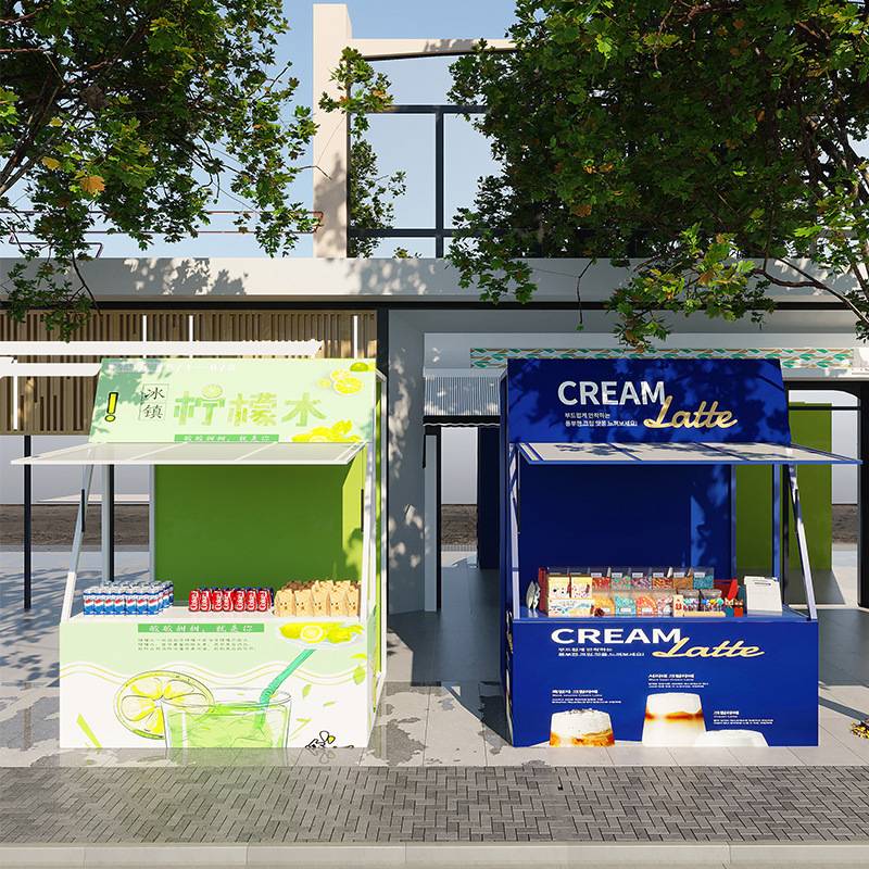 移动小摊位售货车商业街集市摆摊货架铁艺夜市促销桌地摊活动棚架