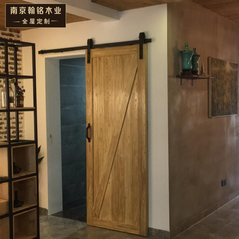 【厂定家直供】京实木谷仓JYJ门安制装美式原木平移南谷仓门