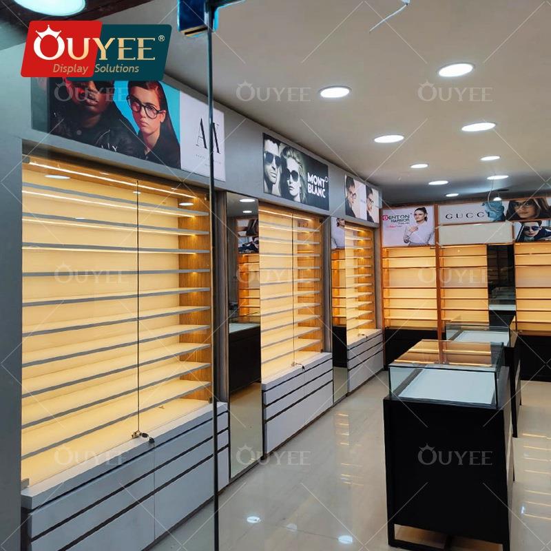 欧野场眼镜店展示柜多商亚克展示台饰品创意木制YJ011玻层璃梯台