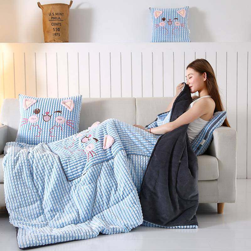 可折叠午二合一多用抱枕被毛毯20251014秋枕被子加厚冬沙发睡靠靠,居家布艺,抱枕被,淘宝优惠券,粉丝福利购,淘宝优惠卷