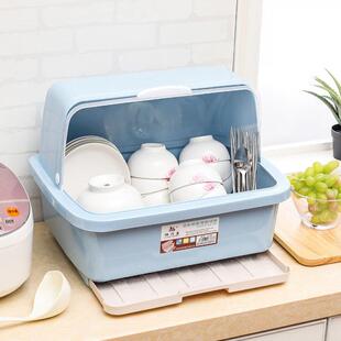 碗具收納箱房沥水碗筷餐收zdbIEpzn纳盒带盖放碗碟装收纳箱盘具碗