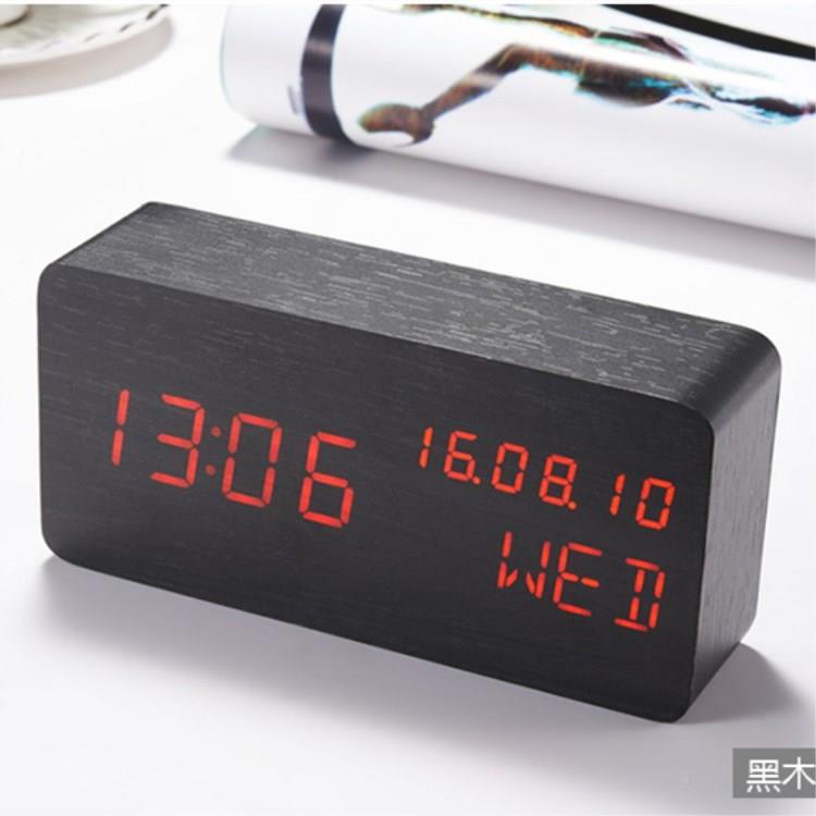 直供数显led静音夜床头声木闹光头UAF钟长方形控客厅桌面电子钟时