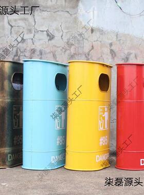 复古工KaCS8zAi业铁艺垃圾桶户风外性大号个美做旧创意式酒吧餐厅