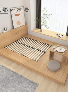 日式榻榻低床双人落板式44031床铺米地地台矮床可实木简地约带茶