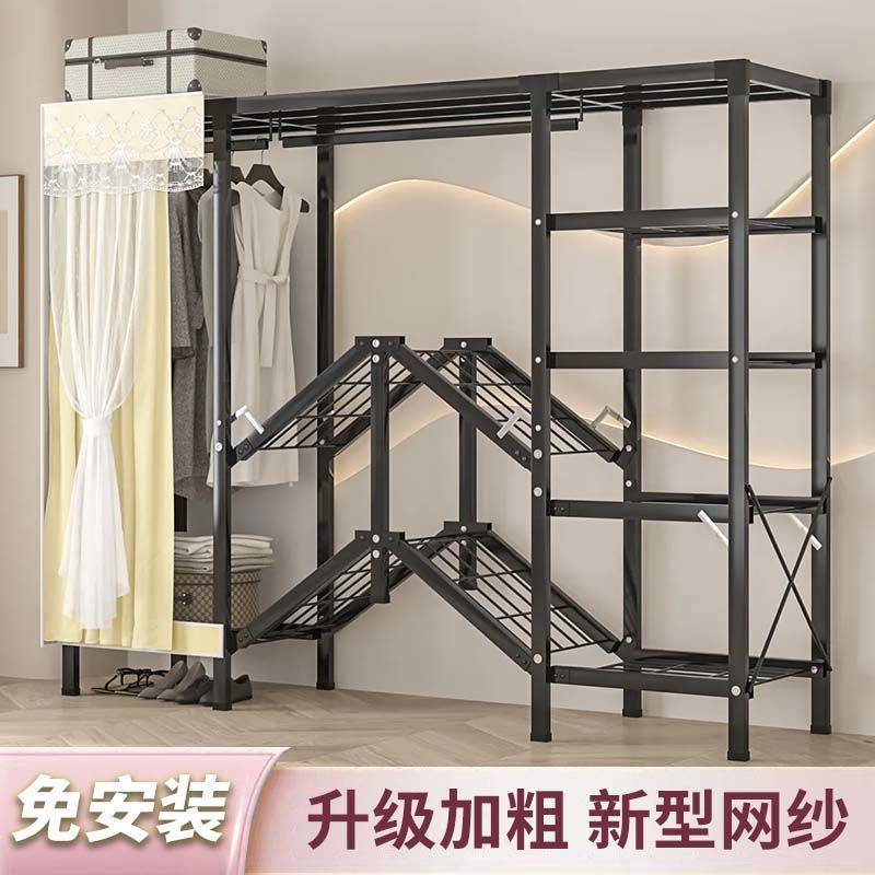 简易衣柜家用卧室宿舍收纳衣橱出租房用加固加粗免安装折叠布衣柜