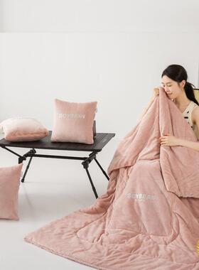 ?新加厚毯法兰绒印花抱枕被一休闲毛76768办公室午睡盖毯二款合两