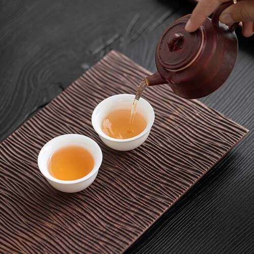胡AVA桃木水纹茶高档沥干泡复盘古茶托盘盘家用客厅轻奢长方形茶