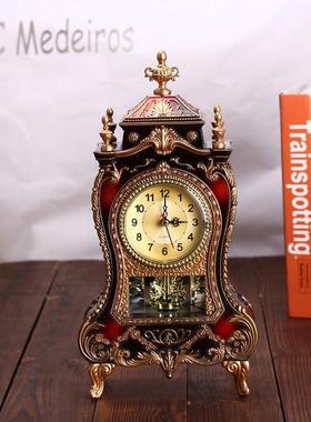 欧钟式钟仿古座客厅装饰钟动态静音台扫秒钟表16首音乐报FF01501