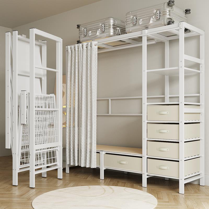 2I简易衣柜组装布衣柜卧室出租用衣架KZL开放式用钢房架钢制收纳