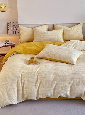 全棉三层纱21610四件套a婴级纯棉床被套类简约单双母人床单可机洗