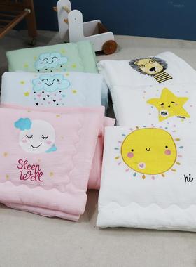 儿童宝宝被棉皱皱纱布婴儿夏四凉被刺绣LC21628工艺新生纯儿季小