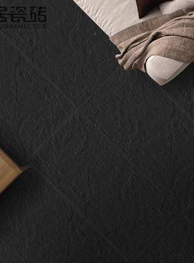 天脉岩WGS厅纯黑色板岩通体瓷砖客卫厨连锁店光地哑砖墙砖600/120