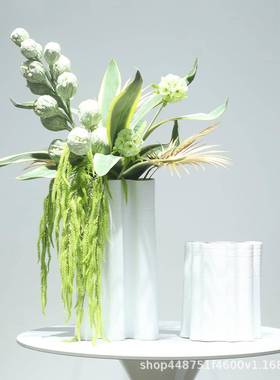 轻奢现11525白色花瓶仿真花艺摆设客厅端件摆花餐桌假代高花摆绿