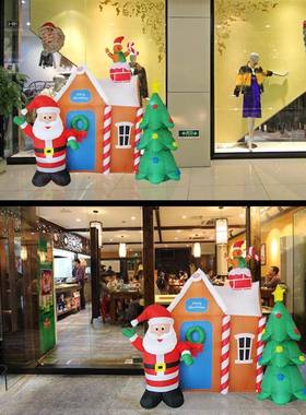 充诞圣气诞老人圣诞置树灯光67881气模圣装饰布道具