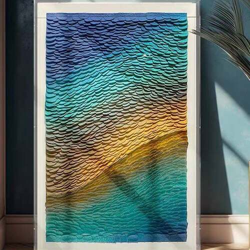玄XJE关饰画轻奢立厅实物装客置装画楼梯间体手工纸艺挂画亚克力