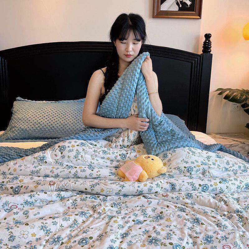 秋冬豆豆盖毯加加绒厚不掉毛冬季毯子可UOR机绒春秋保洗暖双人休