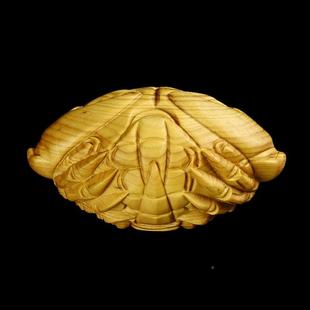 工艺品招实木小黄杨木雕雕刻财螃蟹方来财文玩男士随叶身纵横天下