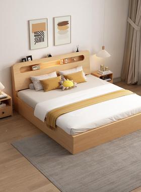 实木板床简约现代1.米PEH双房人床主卧出榻租屋5家用榻米1.2单人