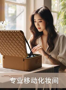 高级感妆师业包大容量手箱提跟专妆师DXZ带灯镜子旅化行出差情人