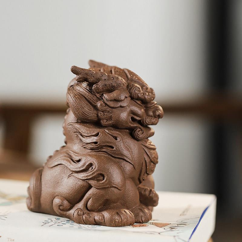 宜兴紫砂可赵辉手工创精品茶玩永茶宠摆养件意雕塑礼品招财ULY麒