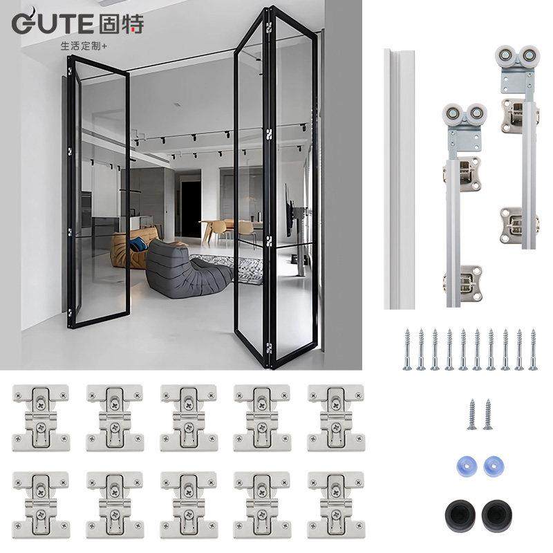 固特无下轨叠门金配件折推拉五移门过道门轮吊轨衣帽间衣柜滑轨道