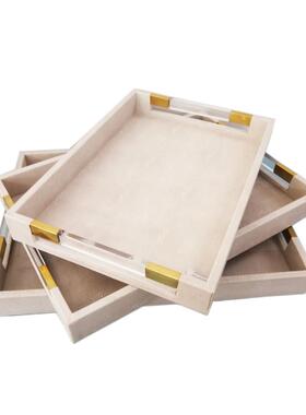 盘现BZJ样代无障碍豪华白色皮革托啡盘饰品新的中国风板房售楼处