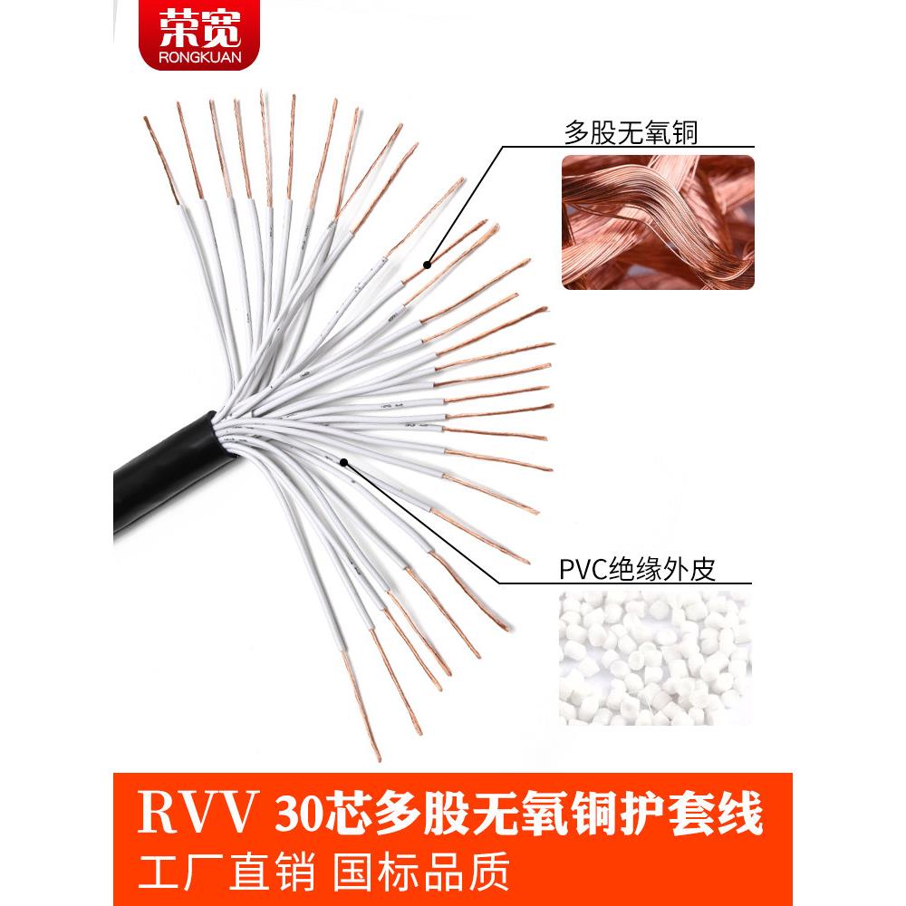 纯*铜国标301芯护套线Rvv300.3 0.5 0.7 15.TVVB5 2.5方形信号