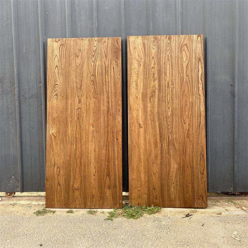 老实榆木纯实木原木板材木板桌01面定制餐桌茶台板桌书桌吧子木定