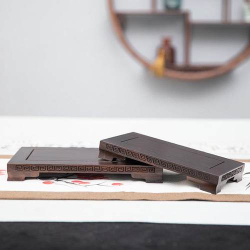 黑檀长方实底座摆件鱼缸茶室托 托木盘盆景佛JMZ01像瓷器花瓶原形