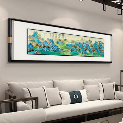xc千里江千高里江山手工雕刻中铜雕挂画新式厅墙端装饰画书客房茶