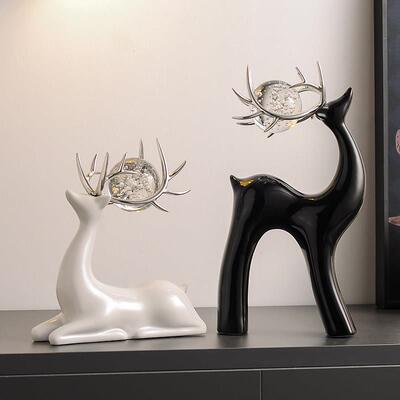 创意水球陶瓷轻鹿摆件柜奢客厅电视酒晶柜家居装饰品0106高档艺术