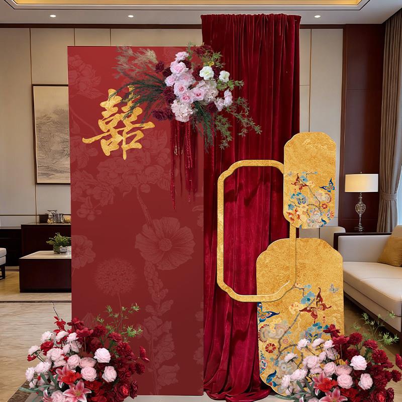 2026新t款结婚布置婚房装饰男女卧方新房室酒店迎宾拍照k板景背墙