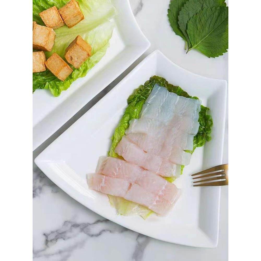 高档纯白骨瓷彩家用中式扇形摆盘圆形套装组FSO釉下陶微瓷波炉餐