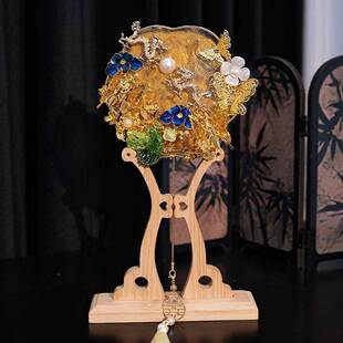 凤秀吟婷 团扇新结婚材料包手成品禾喜扇高级婚UVW礼中工式婚娘扇