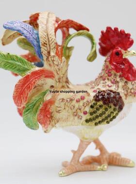金属珐琅彩工艺品新礼中手式纯工生肖乔公RZV鸡招财摆件创意家居