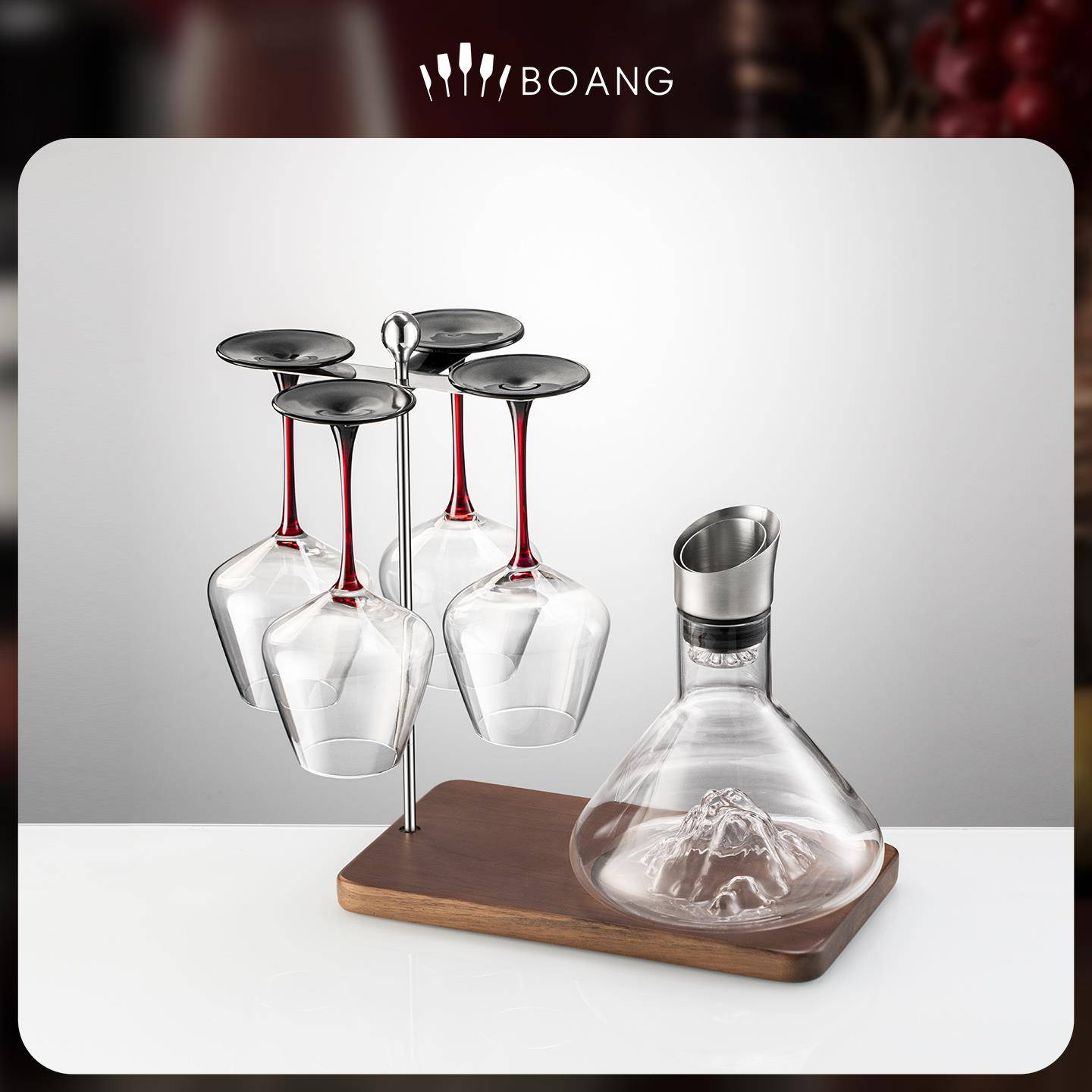 DFC-004艮勃红第家酒杯套装水晶醒酒器一体架高脚杯子用酒具轻奢
