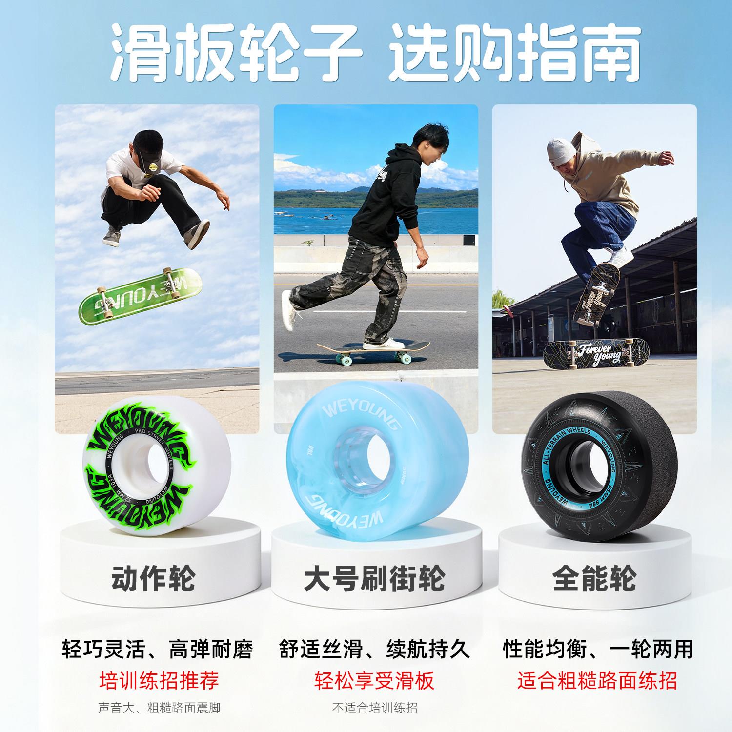 BH1滑板WEYOUNG轮子04A动作轮升级大 鱼板D软轮 刷街轮78A橙色图片