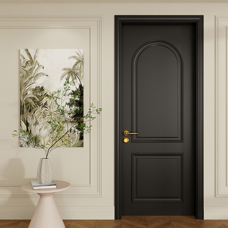 定制家用木门黑色卧室门法式烤漆门复古实木门圆弧扣线房间门客厅,全屋定制,卧室门,淘宝优惠券,粉丝福利购,淘宝优惠卷