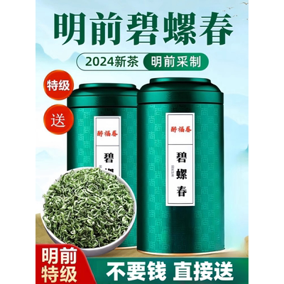 新店福利免费送-下单立返  特级碧螺春2024新绿茶叶浓香明前2泡装