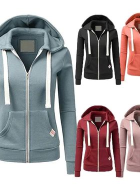 Cardigan long sleeved zipper hoodie women 开衫长袖拉链连帽衫