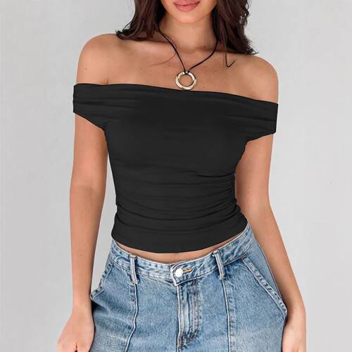 露肩修身辣妹打底上衣Offshoulder slim fit spicy girl base top