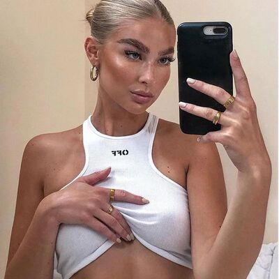 Letter print slim fit crop top for women字母印花修身露脐背心