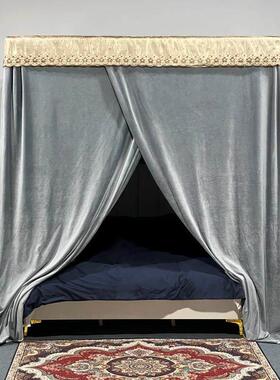 防加厚保暖寒帐牛奶珊瑚绒件套防尘顶蚊ADO床幔挡空调风遮光四床