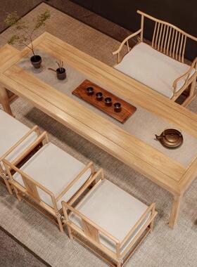 老榆木茶台桌实椅组合家用干泡茶55129新中端式木茶桌高原木色茶