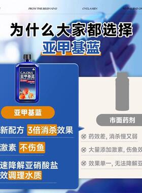 亚甲鱼药0785基蓝药溶液鱼缸用消毒观赏毛鱼锦白鲤点净水族霉鱼病