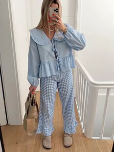 long sleeved 衬衫 neck 长袖 cardigan wome娃娃领开衫 Doll shirt