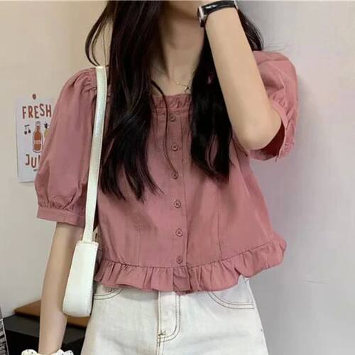 Bubble sleeve top and short sleeved shirt 泡泡袖上衣短袖衬衫