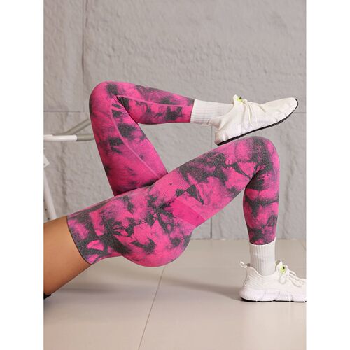 Seamless tie dye yoga pants leggings女式无缝扎染瑜伽裤紧身裤